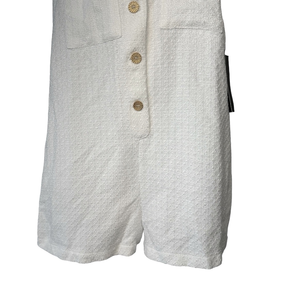 Tuckernuck NEW White Textured Tweed V Neck Myla Minimalist Romper - Picture 6 of 10